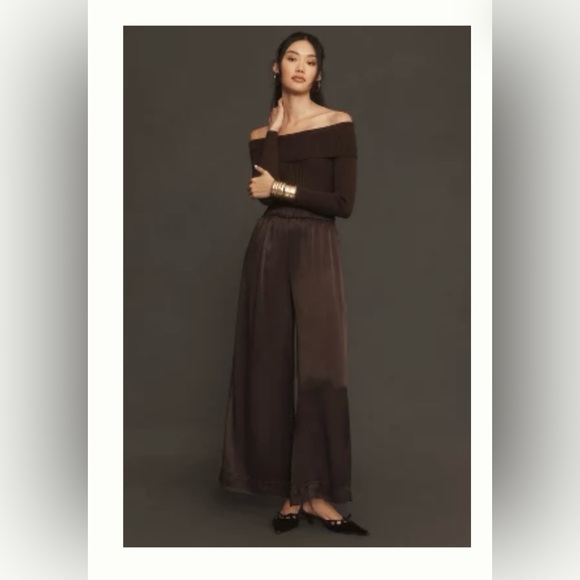 **NEW with Tags**
BY ANTHROPOLOGIE OFF-THE-SHOULDER MOCKABLE WIDE-LEG JUMPSUIT - Picture 5 of 5